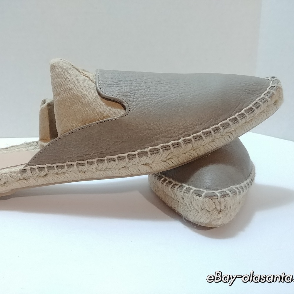 IRIS & INK® NATURAL GRAY LEATHER SLIP-ON ESPADRILLE